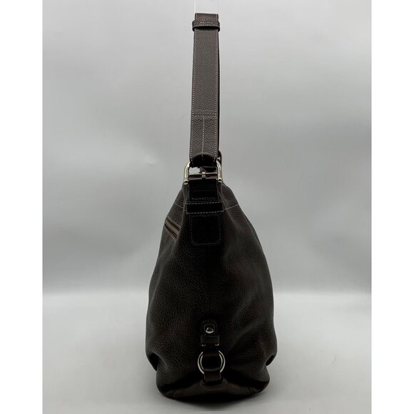 Coach 2-Way Brown Pebbled Leather Duffle Shoulder Bag (F15064) - Picture 4 of 12